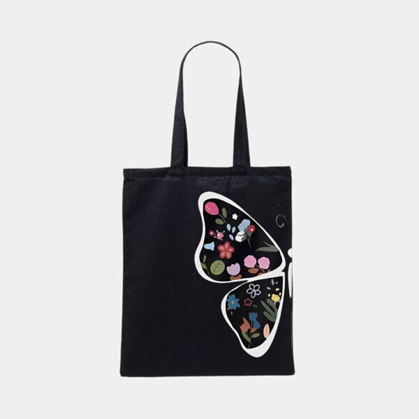 Butterfly & Floral Print Tote Bag